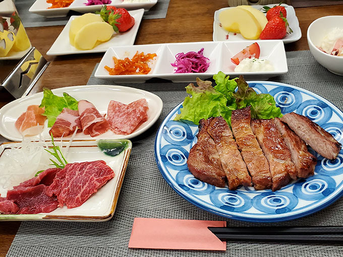 白馬の豚を使った夕食